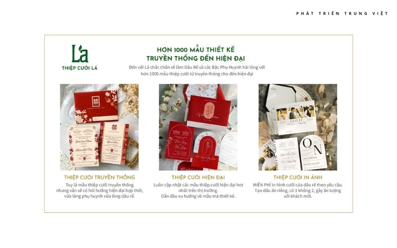 Thiệp cưới Lá đa dạng mẫu thiệp cưới từ truyền thống đến hiện đại